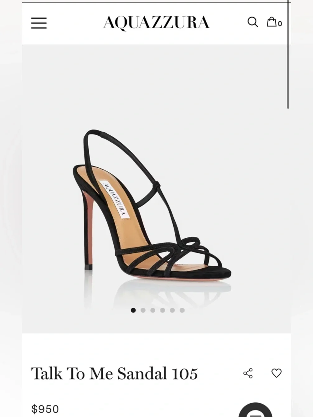 Aquazzura Talk To Me 105 Black Suede Stiletto Sandal - great condition, size 39 - Picture 1 of 13